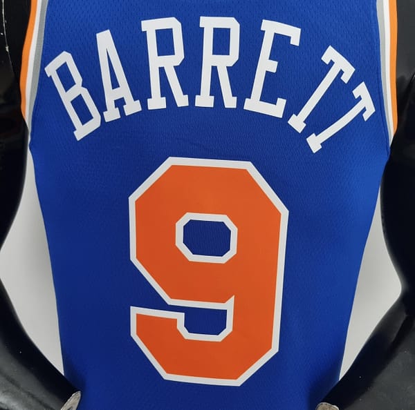 75th Anniversary Barrett #9 New York Knicks Blue NBA Jersey - Image 9