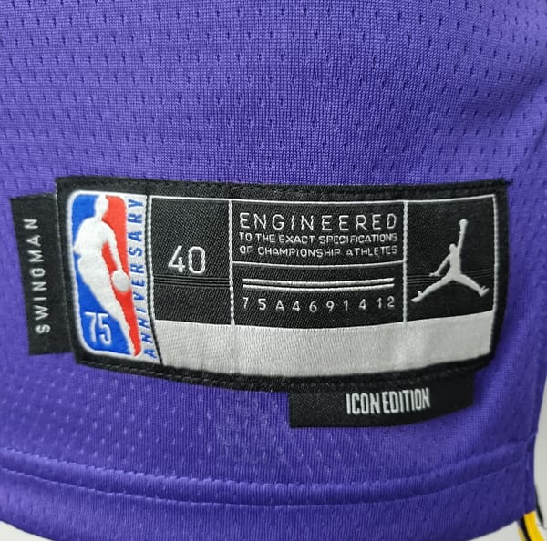 75th Anniversary BRYANT#24 Los Angeles Lakers Jordan Purple NBA Jersey - Image 4