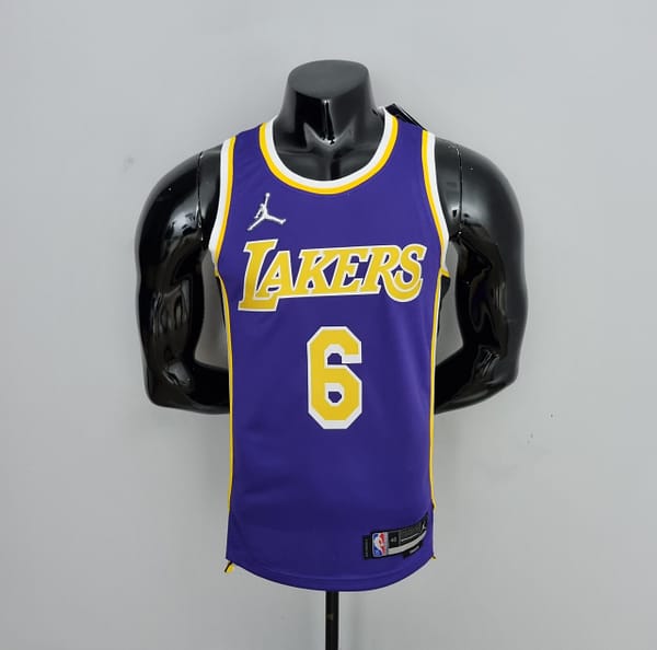 75th Anniversary James #6 Los Angeles Lakers Jordan Purple NBA Jersey