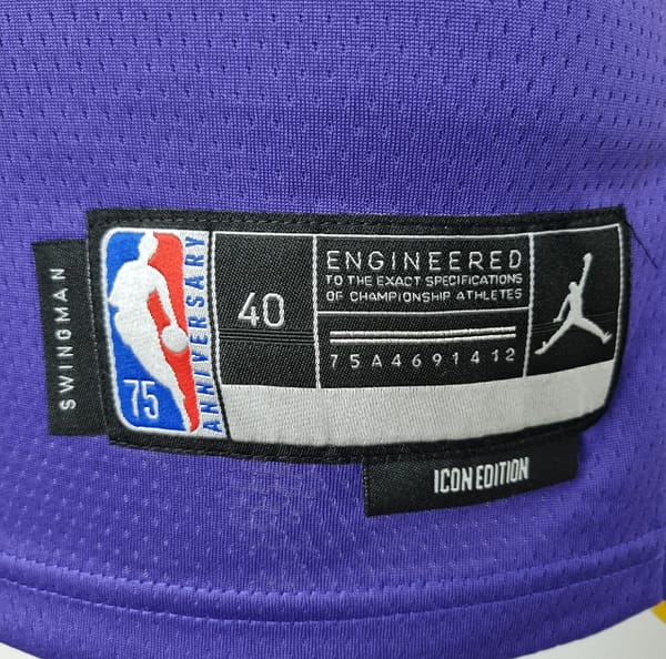 75th Anniversary James #6 Los Angeles Lakers Jordan Purple NBA Jersey - Image 7