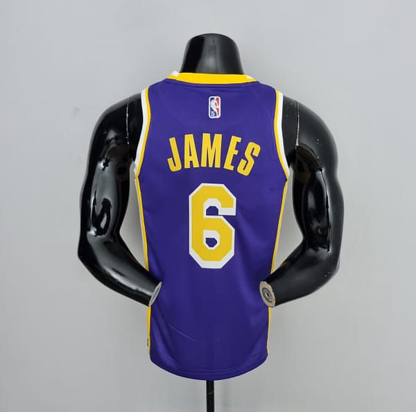 75th Anniversary James #6 Los Angeles Lakers Jordan Purple NBA Jersey - Image 9