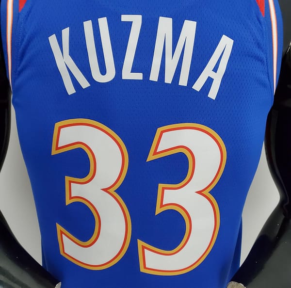2022 Season Washington Wizards Kuzma #33 Talent City Edition Blue Red NBA Jersey - Image 4