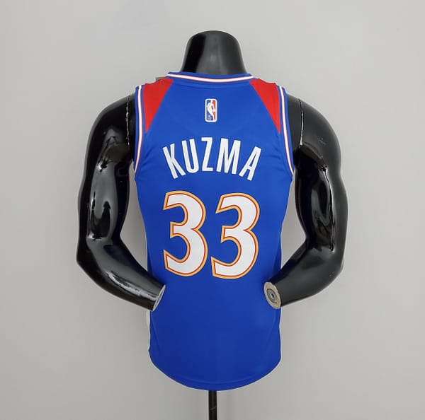 2022 Season Washington Wizards Kuzma #33 Talent City Edition Blue Red NBA Jersey - Image 7