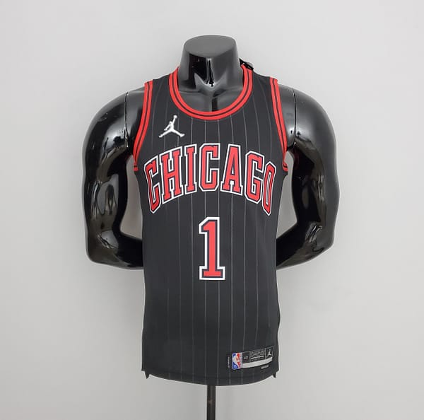 75th Anniversary Rose #1 Bulls Flyers Black NBA Jersey