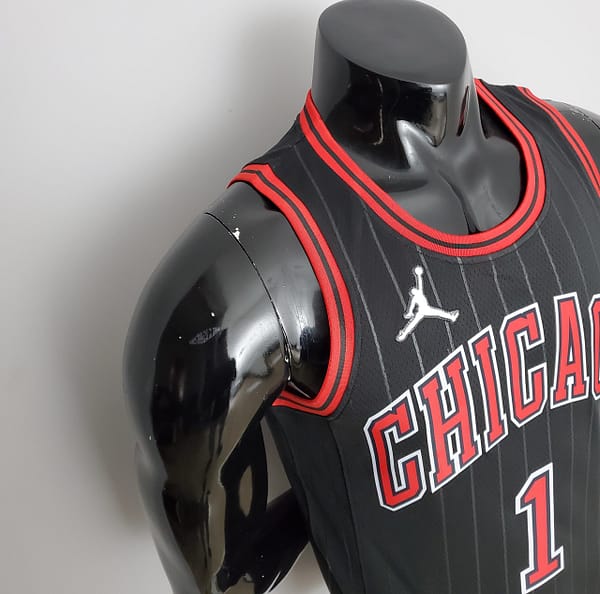 75th Anniversary Rose #1 Bulls Flyers Black NBA Jersey - Image 4