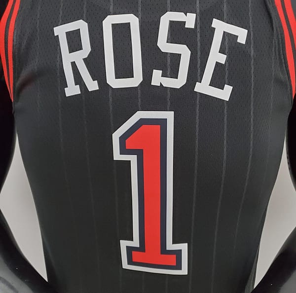 75th Anniversary Rose #1 Bulls Flyers Black NBA Jersey - Image 5