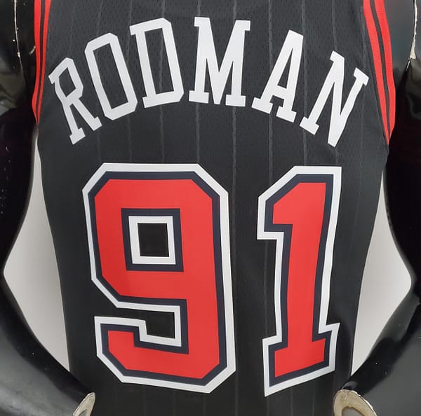 75th Anniversary Rodman#91 Bulls Flyers Black NBA Jersey - Image 4