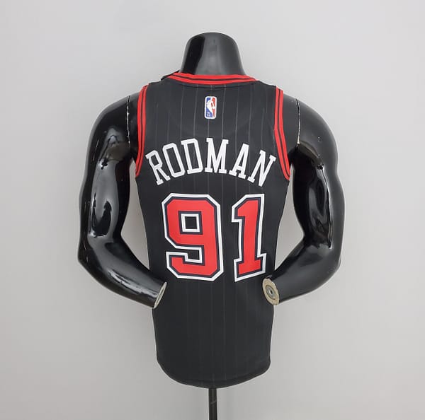 75th Anniversary Rodman#91 Bulls Flyers Black NBA Jersey - Image 6
