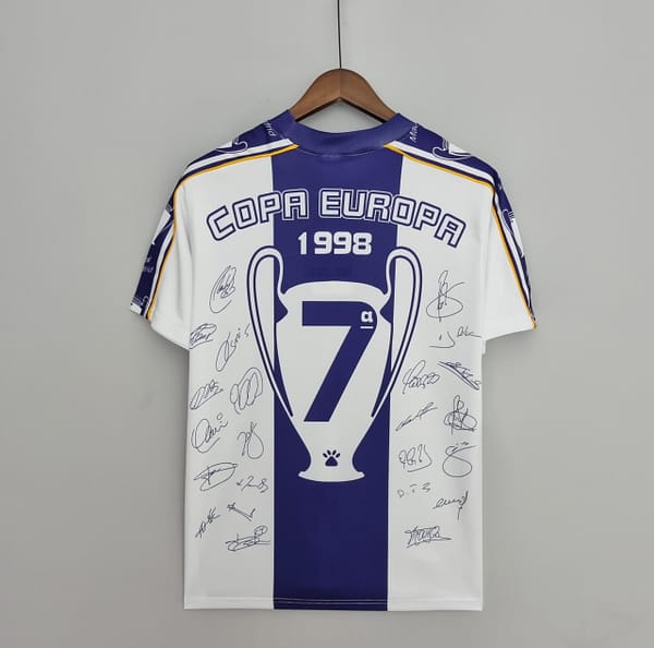 Retro 97-98 Real Madrid Champions League 7 Champions Commemorative Edition Soccer Jersey - Image 2