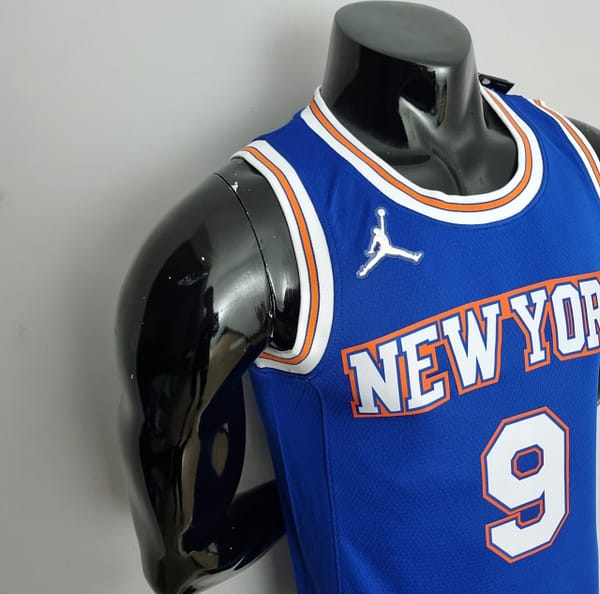75th Anniversary Barrett#9 New York Knicks Jordan Limited Blue NBA Jersey - Image 3