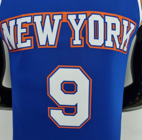 75th Anniversary Barrett#9 New York Knicks Jordan Limited Blue NBA Jersey - Image 6