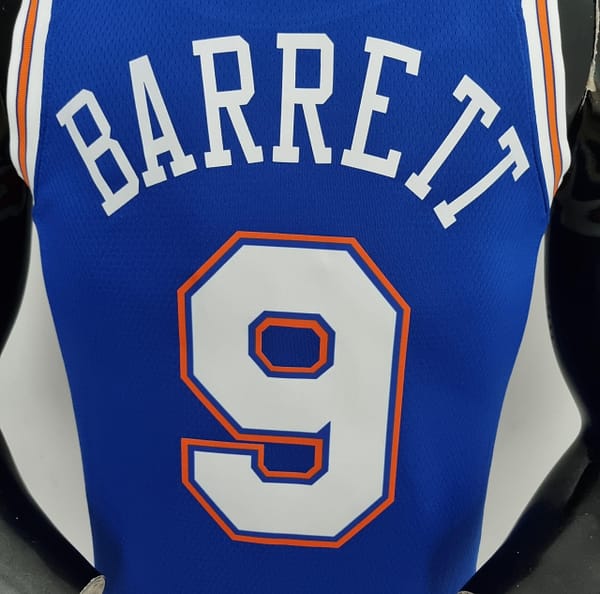 75th Anniversary Barrett#9 New York Knicks Jordan Limited Blue NBA Jersey - Image 7