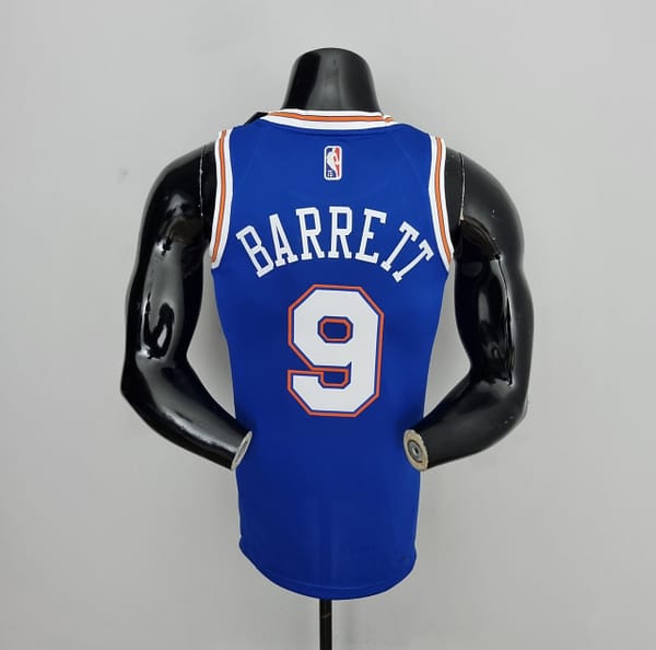 75th Anniversary Barrett#9 New York Knicks Jordan Limited Blue NBA Jersey - Image 8