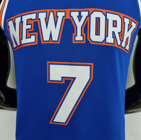 75th Anniversary Anthony #7 New York Knicks Jordan Limited Blue NBA Jersey - Image 4