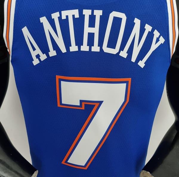 75th Anniversary Anthony #7 New York Knicks Jordan Limited Blue NBA Jersey - Image 6