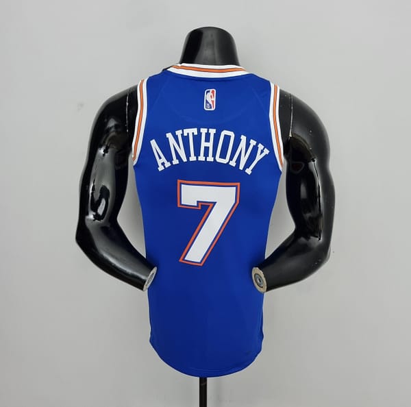 75th Anniversary Anthony #7 New York Knicks Jordan Limited Blue NBA Jersey - Image 7