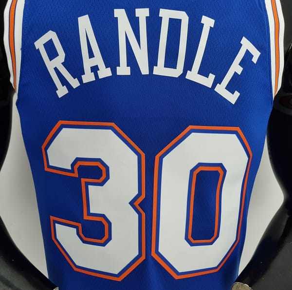 75th Anniversary Randle #30 New York Knicks Jordan Limited Blue NBA Jersey - Image 9