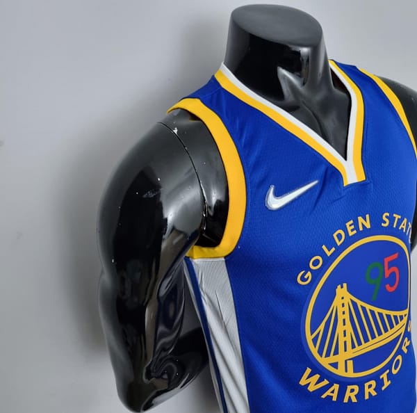 75th Anniversary Toscano#95 Golden State Warriors Mexico Exclusive Blue NBA Jersey - Image 5
