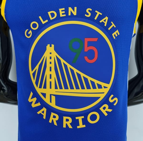 75th Anniversary Toscano#95 Golden State Warriors Mexico Exclusive Blue NBA Jersey - Image 8