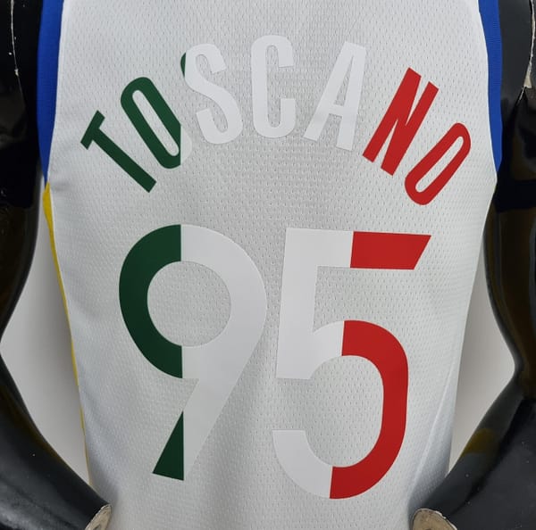 75th Anniversary Toscano#95 Golden State Warriors Mexico Exclusive White NBA Jersey - Image 3