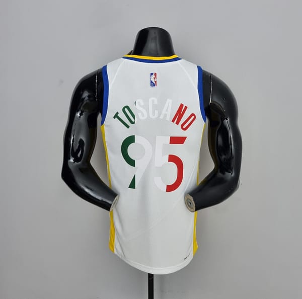 75th Anniversary Toscano#95 Golden State Warriors Mexico Exclusive White NBA Jersey - Image 4