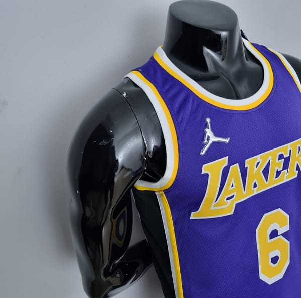 75th Anniversary James #6 Los Angeles Lakers Jordan Purple NBA Jersey - Image 5