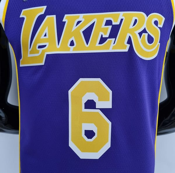 75th Anniversary James #6 Los Angeles Lakers Jordan Purple NBA Jersey - Image 8