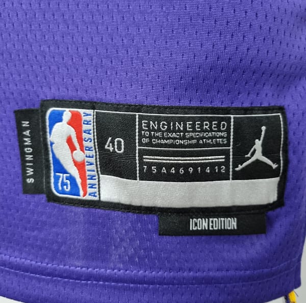 75th Anniversary Davis #3 Los Angeles Lakers Jordan Purple NBA Jersey - Image 2