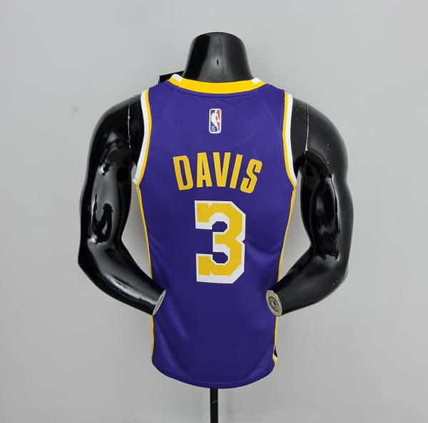 75th Anniversary Davis #3 Los Angeles Lakers Jordan Purple NBA Jersey - Image 6