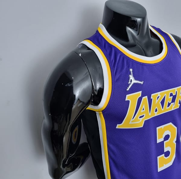 75th Anniversary Davis #3 Los Angeles Lakers Jordan Purple NBA Jersey - Image 7