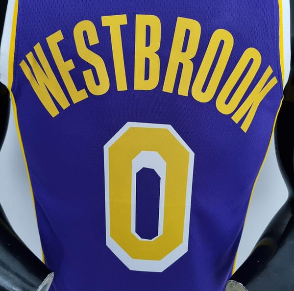 75th Anniversary Westbrook #0 Los Angeles Lakers Jordan Purple NBA Jersey - Image 9