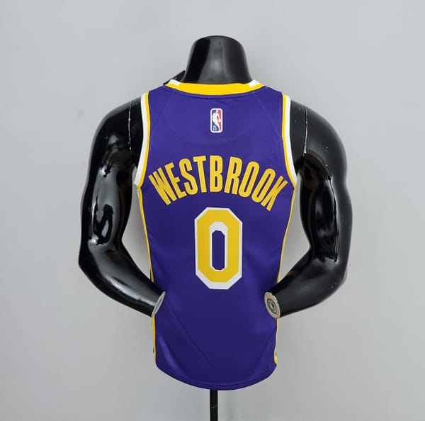 75th Anniversary Westbrook #0 Los Angeles Lakers Jordan Purple NBA Jersey - Image 10