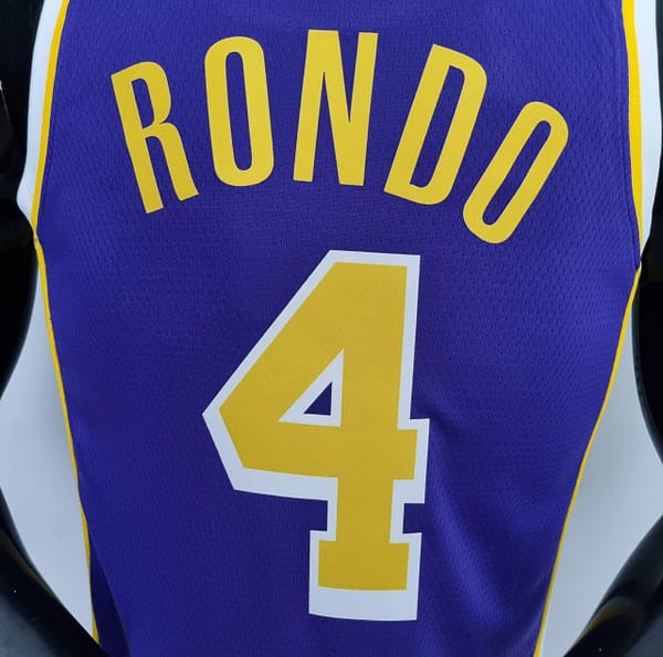 75th Anniversary Rondo #4 Los Angeles Lakers Jordan Purple NBA Jersey - Image 9