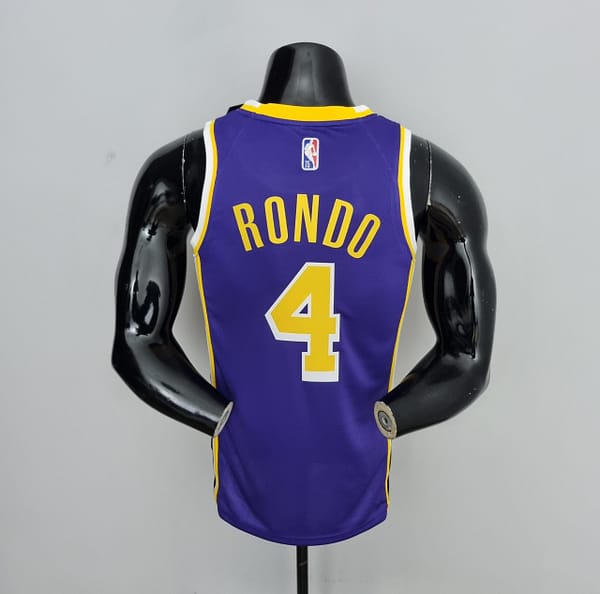75th Anniversary Rondo #4 Los Angeles Lakers Jordan Purple NBA Jersey - Image 10