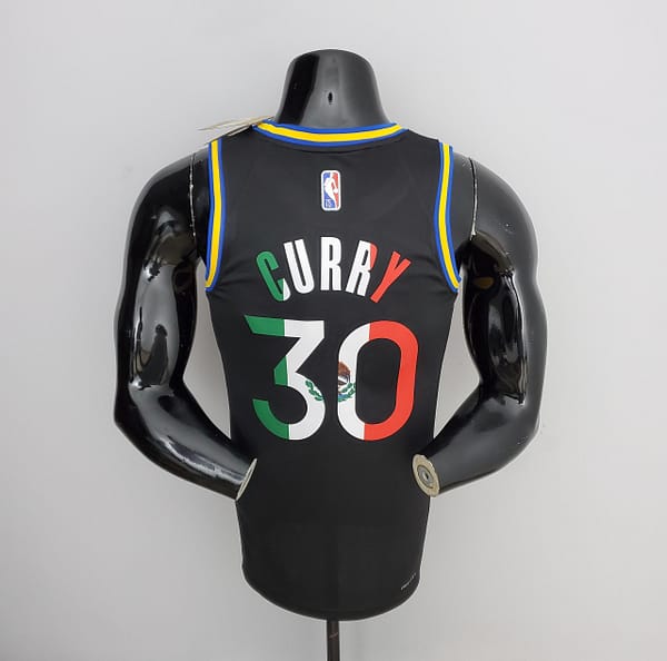 2022 75th Anniversary Golden State Warriors Curry #30 Mexico Edition Black NBA Jersey - Image 9