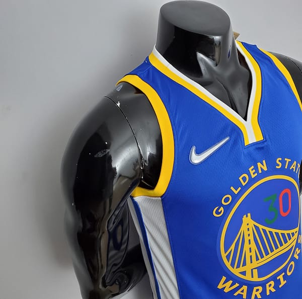75th Anniversary Golden State Warriors Curry #30 Mexico Edition Blue NBA Jersey - Image 4