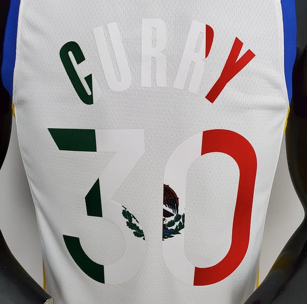 75th Anniversary Golden State Warriors Curry #30 Mexico Edition White NBA Jersey - Image 3