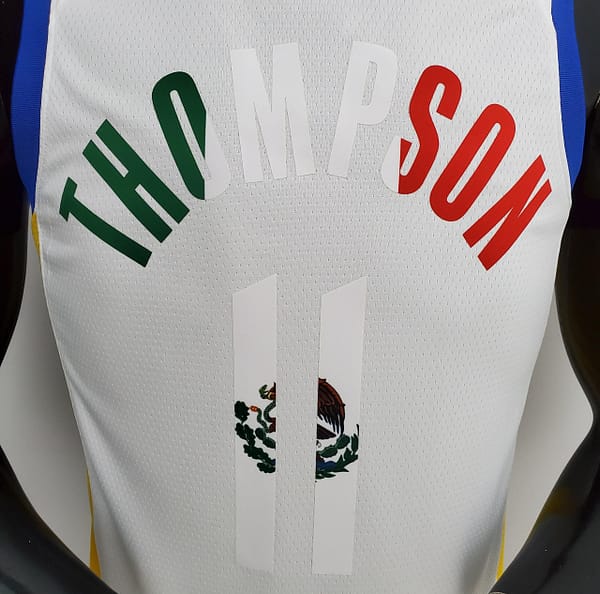 75th Anniversary Golden State Warriors Thompson #11 Mexico Edition White NBA Jersey - Image 9