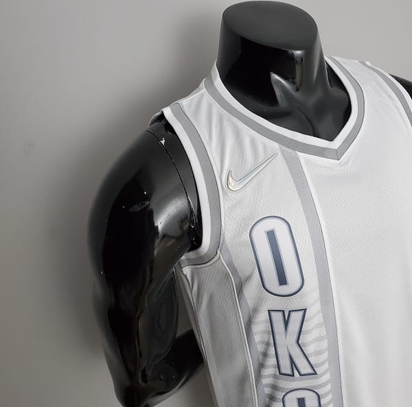 75th Anniversary 2202 Season Oklahoma City Thunder PAUL#3 City Edition White NBA Jersey - Image 4
