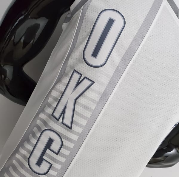 75th Anniversary 2202 Season Oklahoma City Thunder WESTBROOK#0 City Edition White NBA Jersey - Image 6