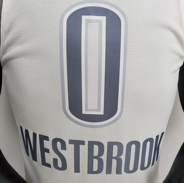 75th Anniversary 2202 Season Oklahoma City Thunder WESTBROOK#0 City Edition White NBA Jersey - Image 7
