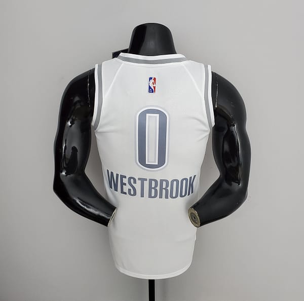 75th Anniversary 2202 Season Oklahoma City Thunder WESTBROOK#0 City Edition White NBA Jersey - Image 8