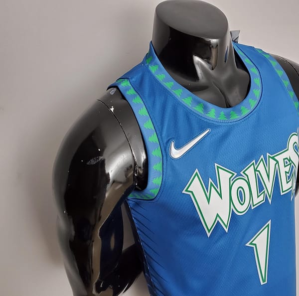 75th Anniversary 2202 Season EDWARDS#1 Minnesota Timberwolves City Edition Blue NBA Jersey - Image 4