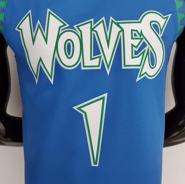 75th Anniversary 2202 Season EDWARDS#1 Minnesota Timberwolves City Edition Blue NBA Jersey - Image 7