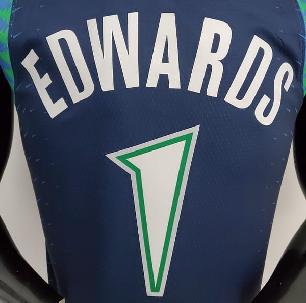 75th Anniversary 2202 Season EDWARDS#1 Minnesota Timberwolves City Edition Blue NBA Jersey - Image 9