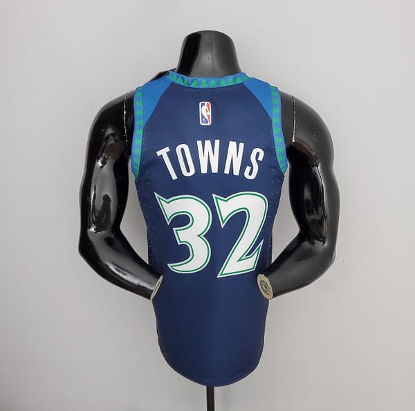 75th Anniversary 2202 Season TOWNS#32 Minnesota Timberwolves City Edition Blue NBA Jersey - Image 3