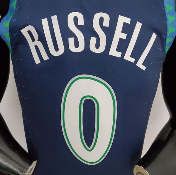 75th Anniversary 2202 Season RUSSELL#0 Minnesota Timberwolves City Edition Blue NBA Jersey - Image 8