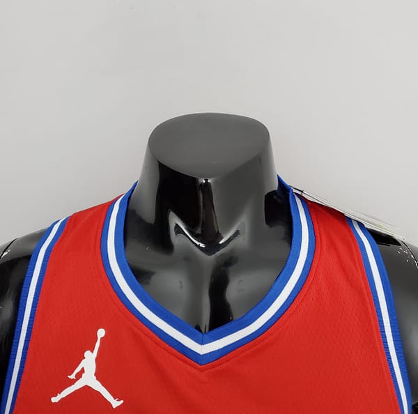 2021 MAXEY#0 76ers Jordan Themed Red NBA Jersey - Image 6