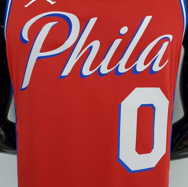 2021 MAXEY#0 76ers Jordan Themed Red NBA Jersey - Image 7