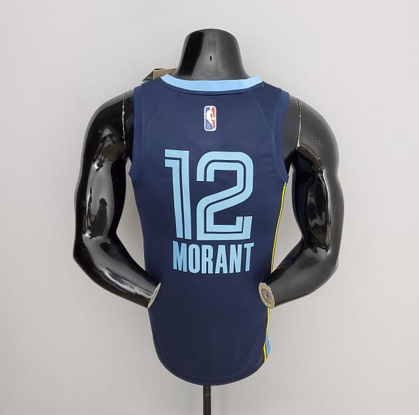 75th Anniversary Memphis Grizzlies MORANT#12 Navy Blue NBA Jersey - Image 4